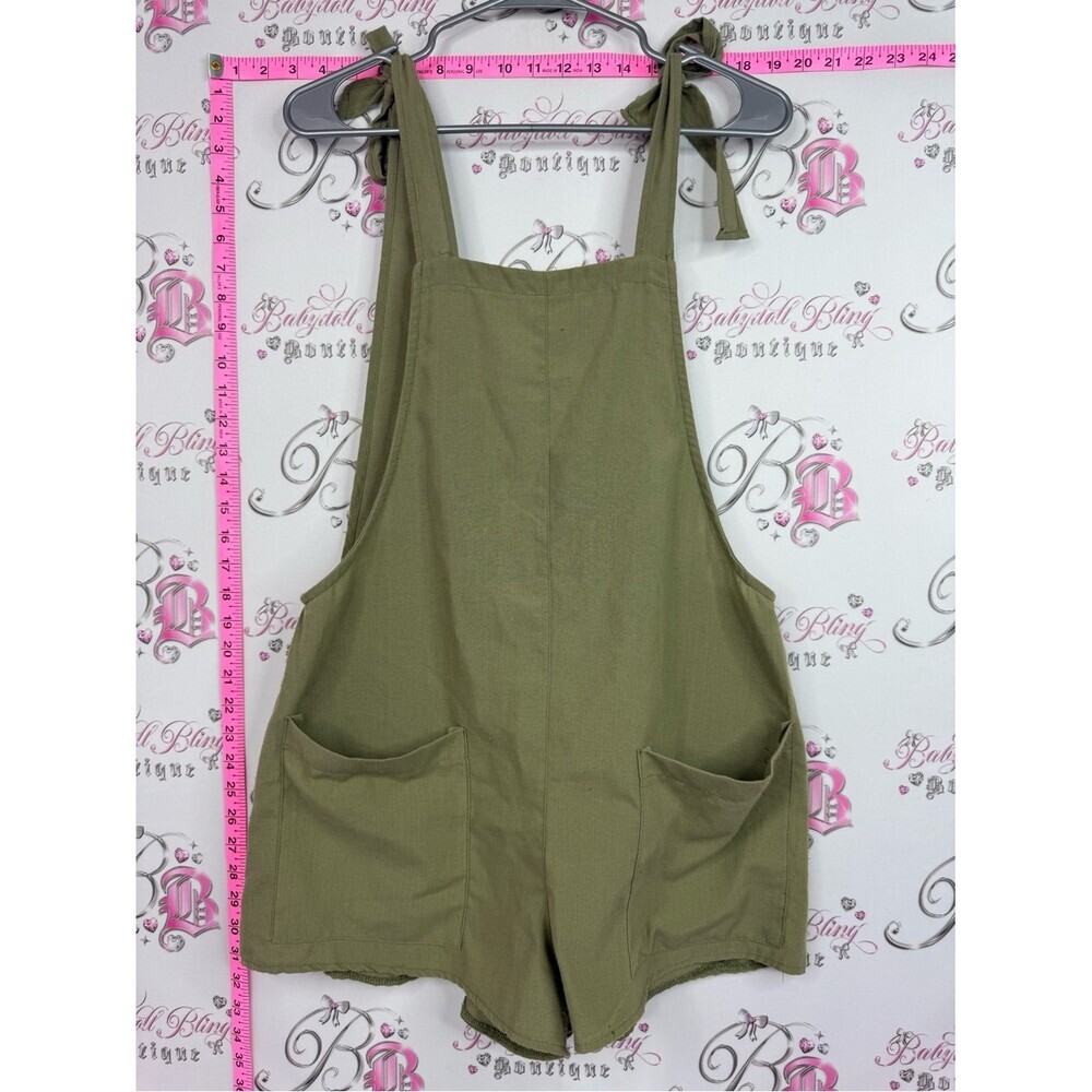 Perfect stranger romper shorts pockets Olive Tie-Shoulder Short Romper